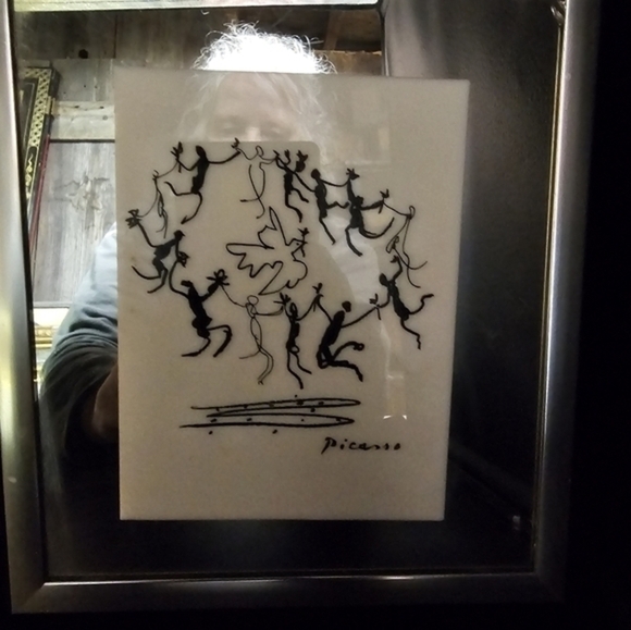 Vintage mirror art with signed Picasso serigraphs on tiles - Picture 3 of 14